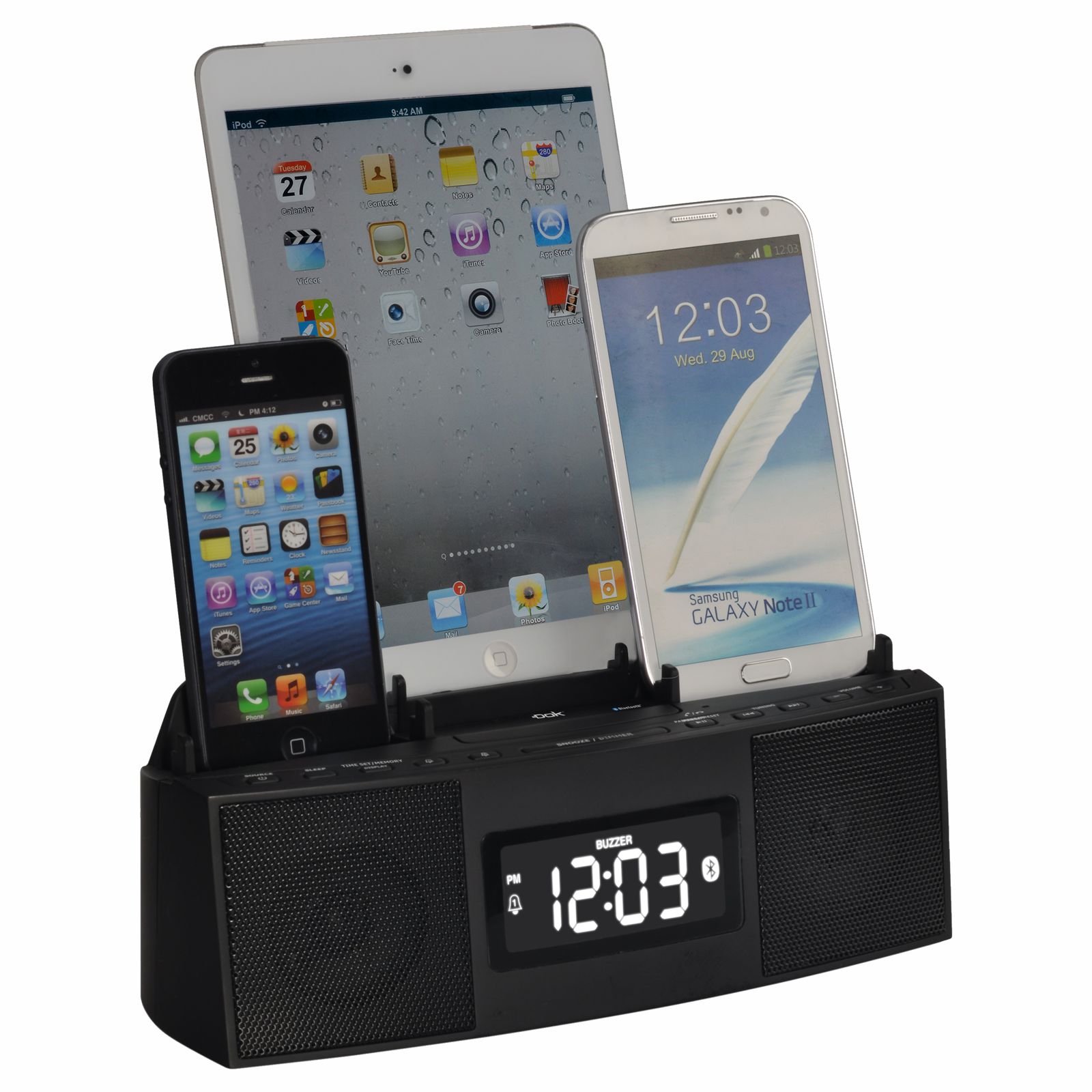 CR28 - 3 Port Smart Phone Charger with Speaker Phone (Bluetooth), Alarm, Clock, FM Radio CR28 - 3 Port Smart Phone Charger with Speaker Phone (Bluetooth), Alarm, Clock, FM Radio